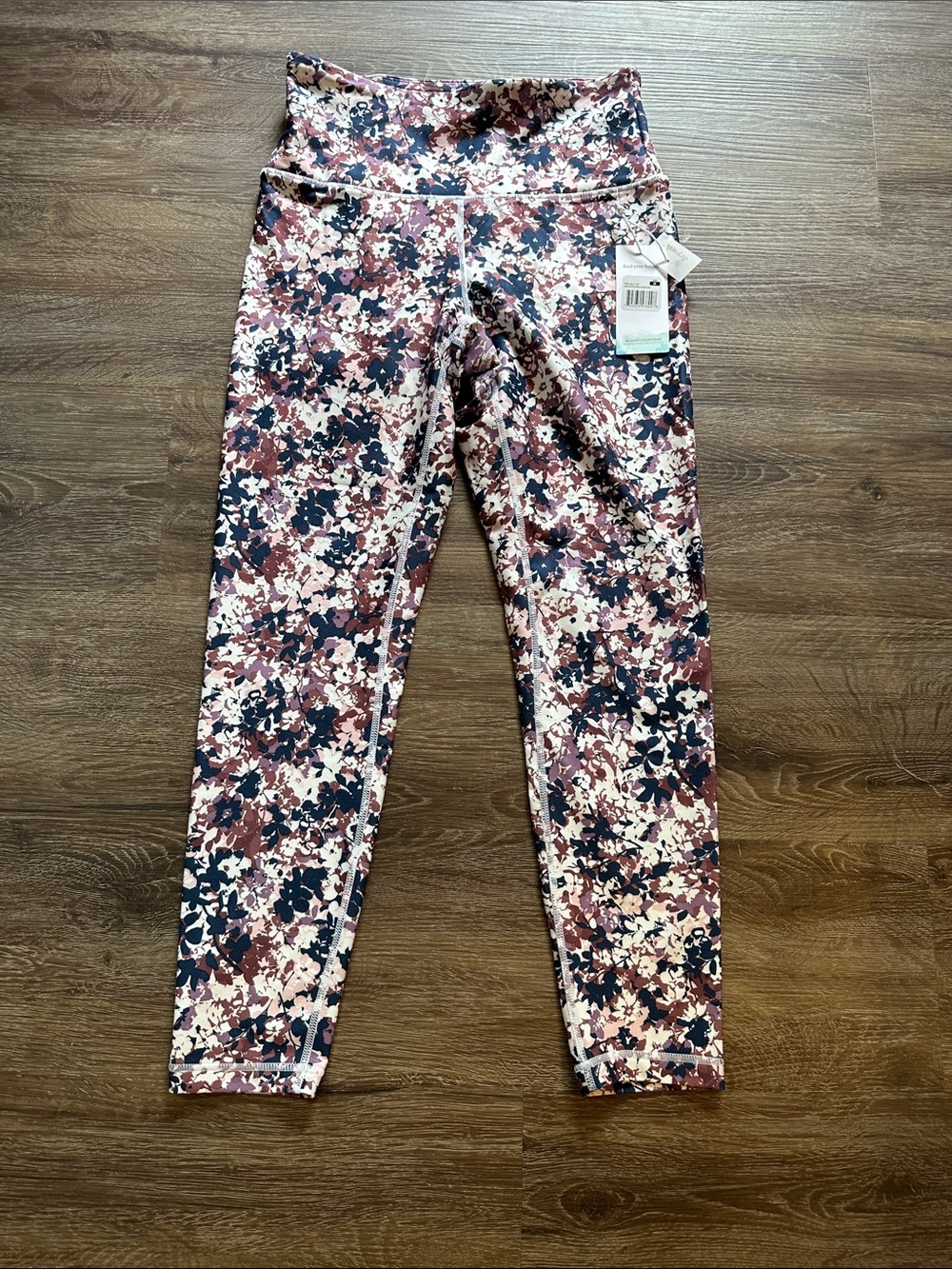Balance Collection Floral Print Leggings - Pink, Navy, Cream